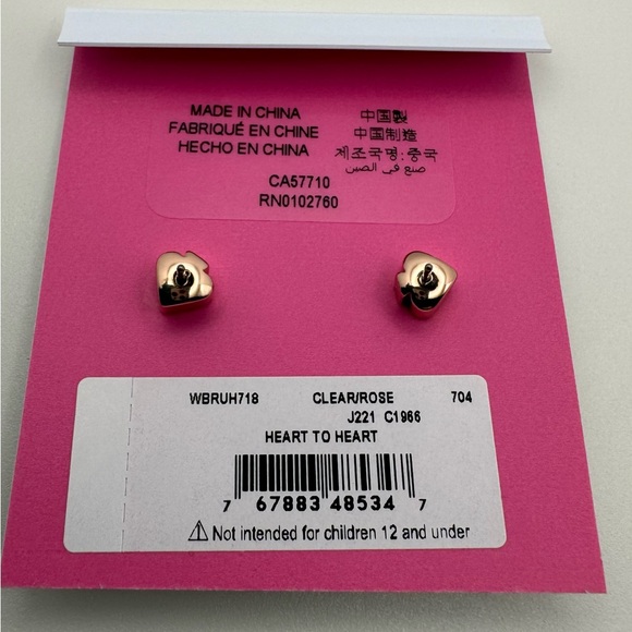 KATE SPADE 🩷 Heart to Heart Pave Triple Drop Earrings Rose Gold NWT w/ Dust Bag - Picture 2 of 4